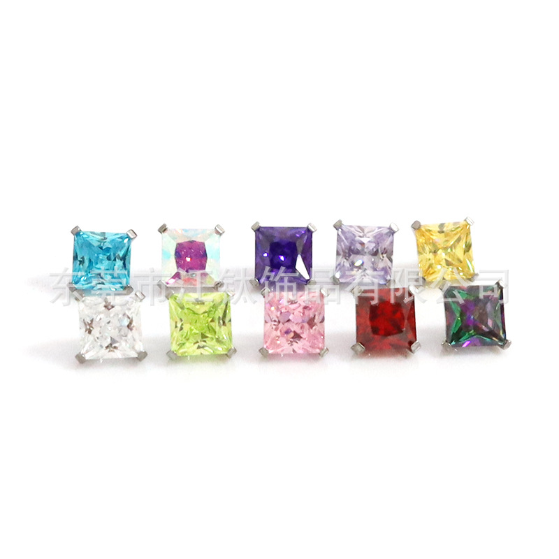 F136 Titanium Cube Sugar 5A Zircon Square Lip Nail Body Piercing Jewelry Ear Bone Nail - Image 5