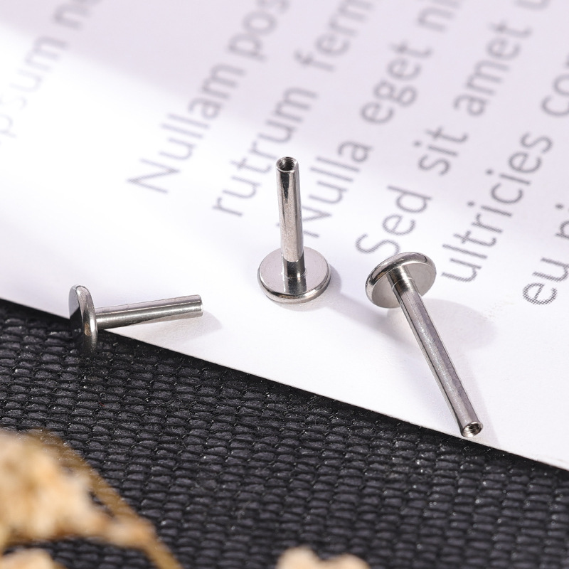 Customized G23 Titanium Internally Threaded Lip Nail Rod 16G (1.2mm) Flat Bottom Labret Stud for Tongue Ear Piercing - Image 2