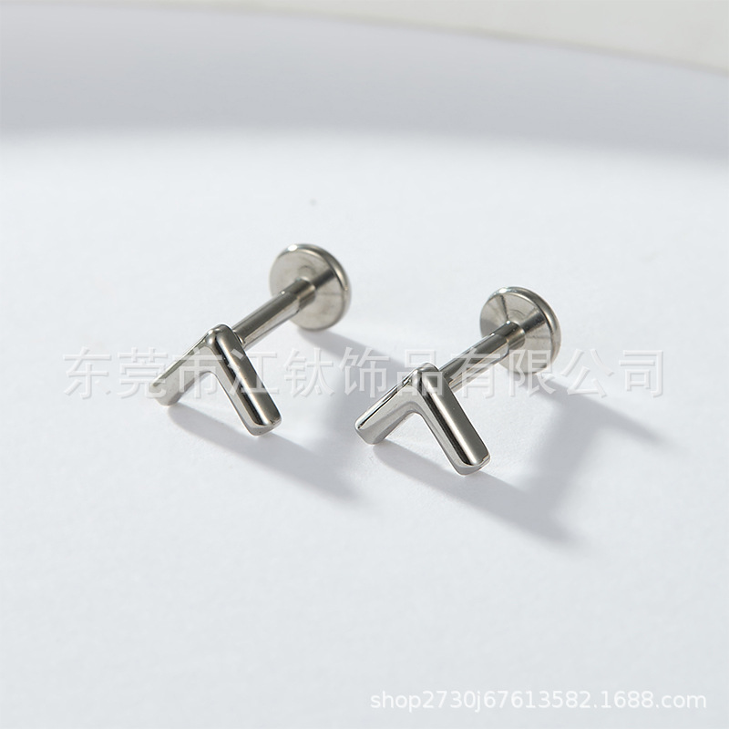 G23 Titanium ASTM F136 Letter Earring - Gold Cartilage Stud Simple English Alphabet Piercing Jewelry - Image 3