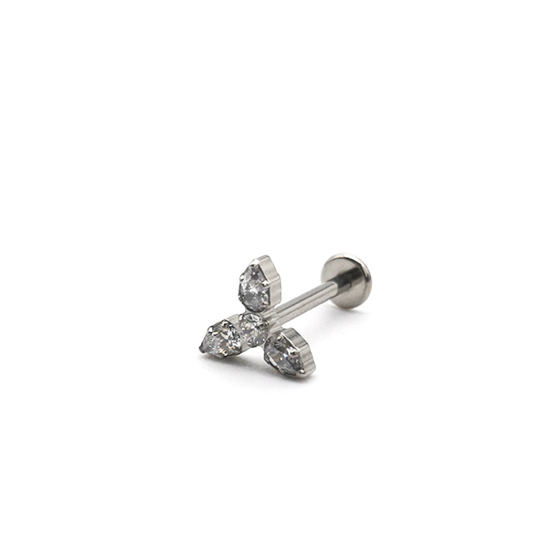 G23 Titanium Alloy Labret Stud with 5A Zircon Lip Piercing Jewelry Cross Border Best Selling Custom Earrings - Image 4