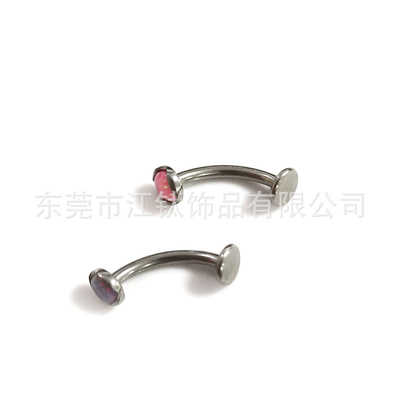 F136 Titanium Navel Ring with Opal Inlay - G23 Titanium Alloy Body Piercing Suspension Belly Ring - Image 5
