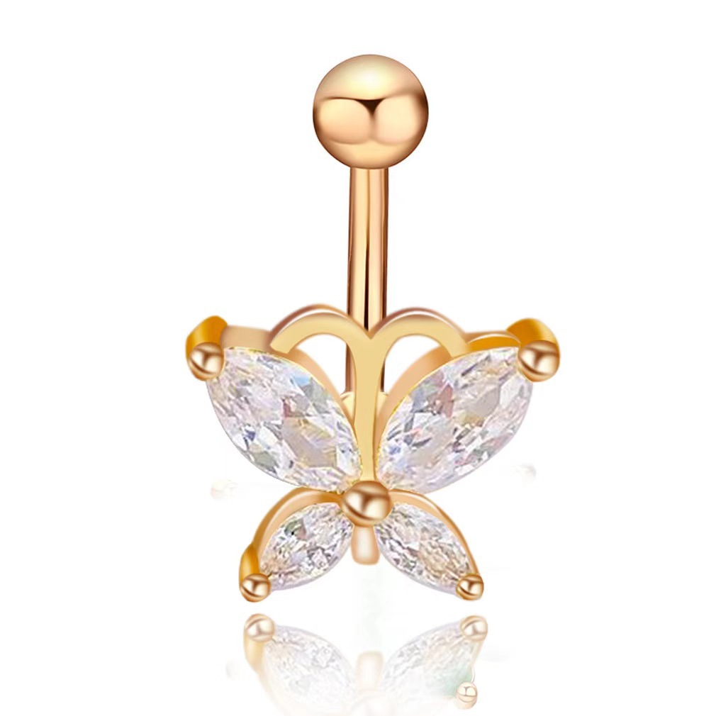 Cross-border European and American Leopard Head Belly Button Ring Female Sexy Inlaid Zircon Bow Belly Ring Body Piercing Jewelry Wholesale - Image 3