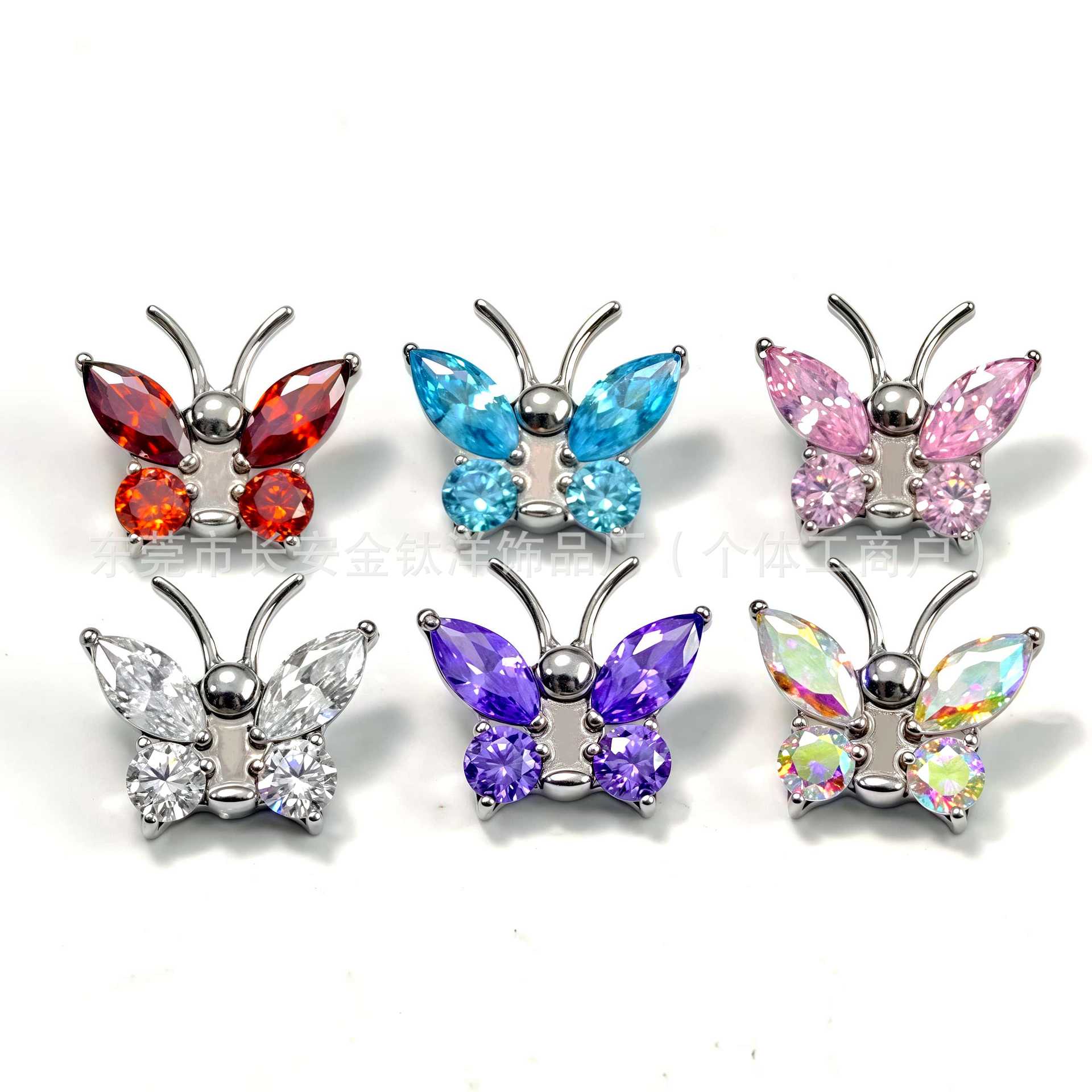 F136 Titanium Tentacle Butterfly Earrings with 5A Zircon - Flat Back Labret Stud for Ear Cartilage Helix Tragus Piercing - Image 5