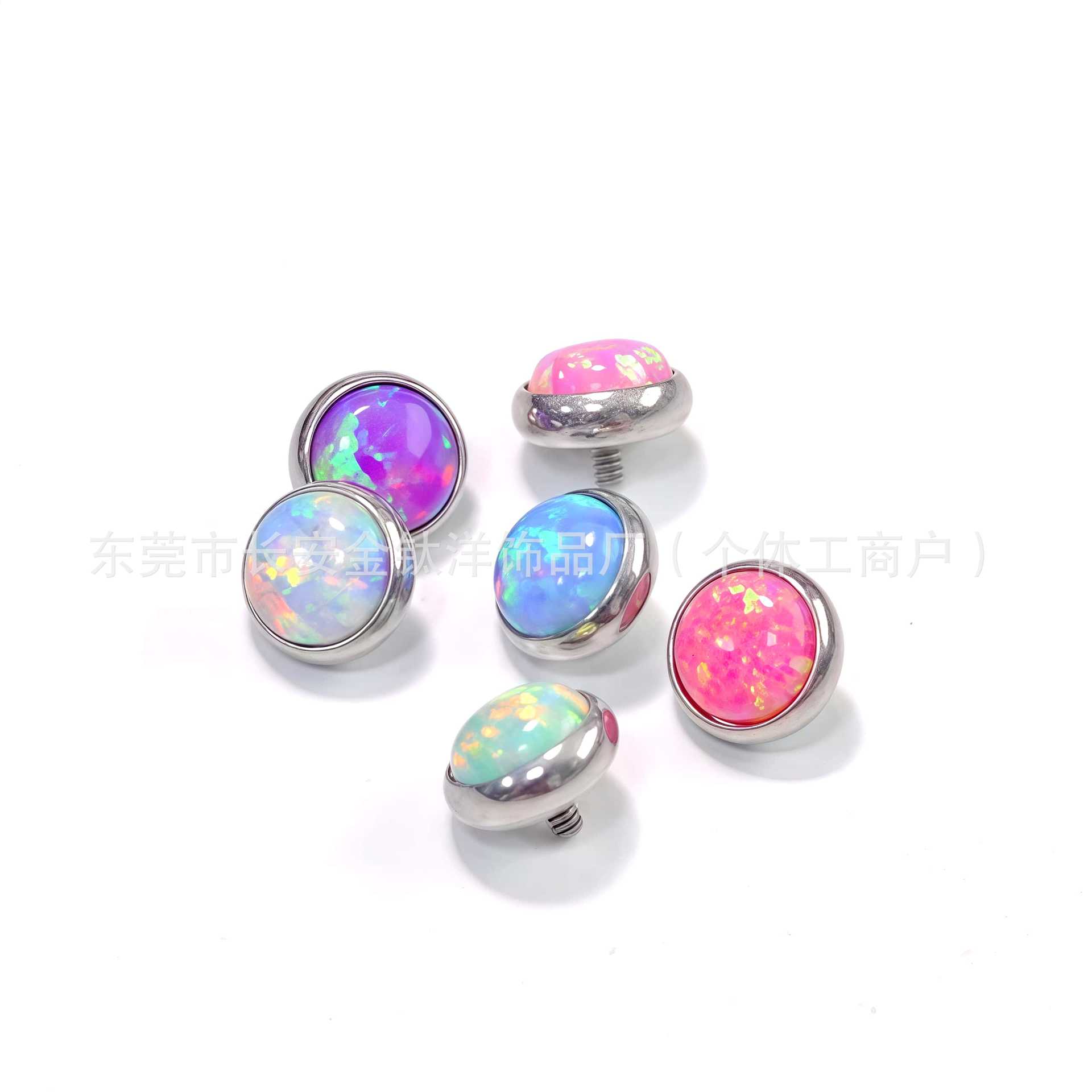 F136 Titanium Flat Back Opal Earring Lip Ring Nose Stud Tongue Barbell Body Piercing Jewelry - Image 3