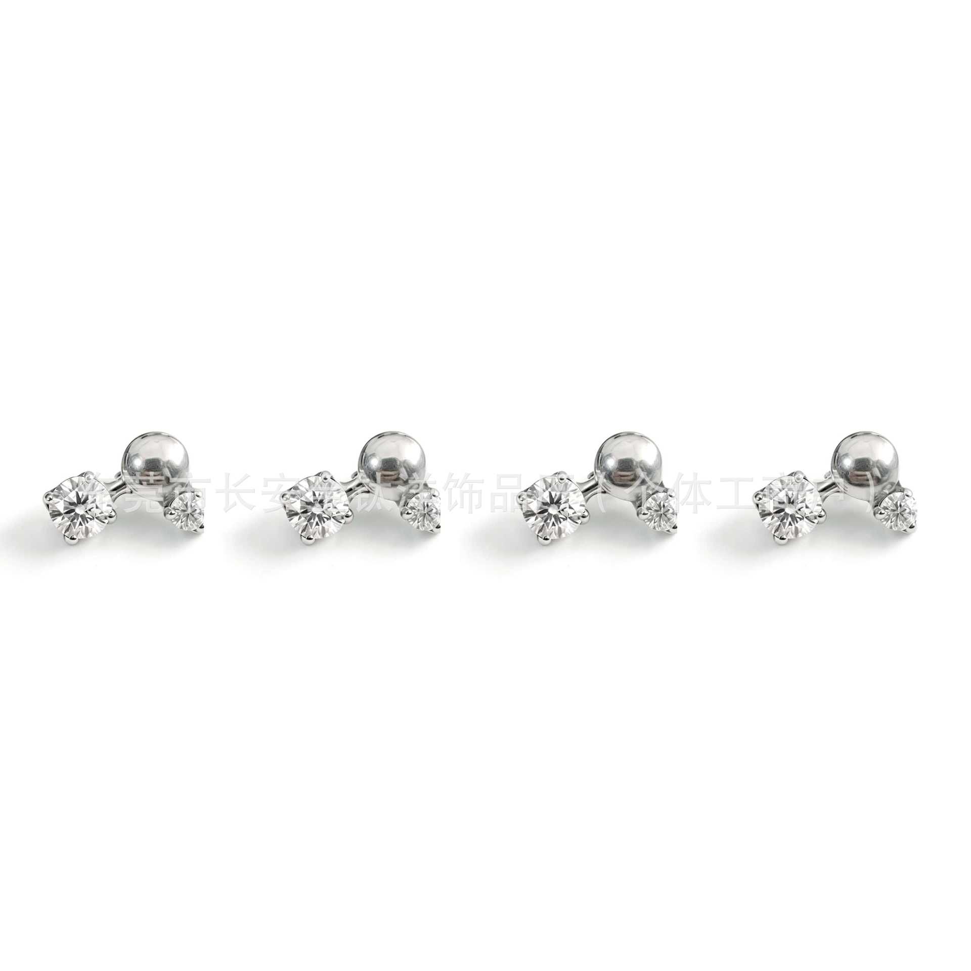 G23 Titanium 7-Shaped Round Zirconia Ear Studs, Bezel-Set Lip Studs, Nose Studs, Ear Cartilage Studs - Image 2