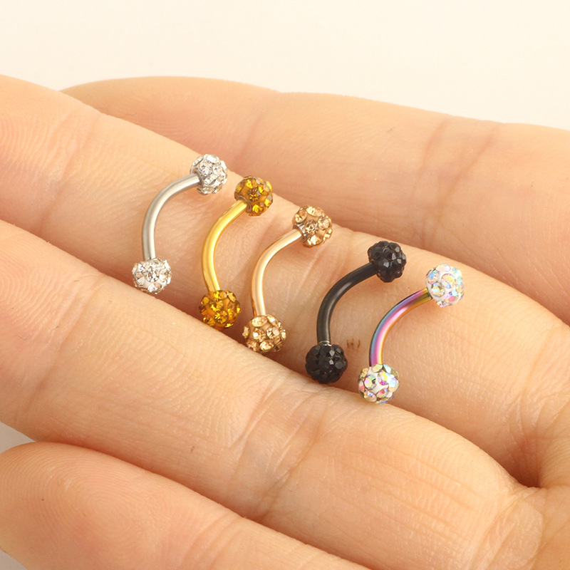 Wish Hot Selling Body Piercing Jewelry Stainless Steel Spherical Diamond Ball Eyebrow Nail Eyebrow Ring - Image 5
