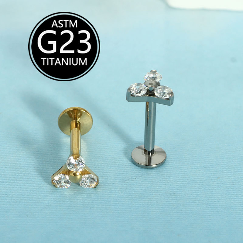 G23 Titanium Flower Internally Threaded Flat Back Lip Stud Ear Cartilage Piercing Jewelry - Image 3