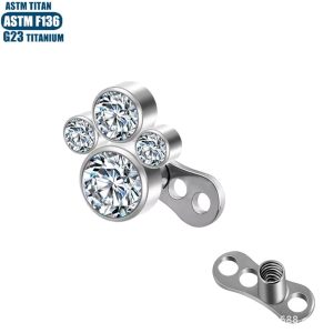 Titanium Alloy Diamond Buried Nail Internal Thread Human Puncture Jewelry Clavicle Skin Graft Nail with Base - Silver