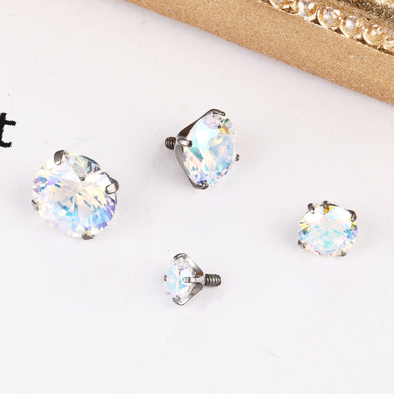 Zesen F136 Titanium Alloy 5A Claw Zirconium Internal Thread Ear Nail Accessories Zircon G23 Titanium Lip Nail Puncture Jewelry - Image 3