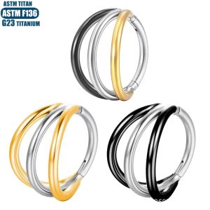 G23 Titanium Hinge Nose Ring Three-layer Separated Two-color Seamless Open Ring Piercing Earrings Female Nasal Septal Ring