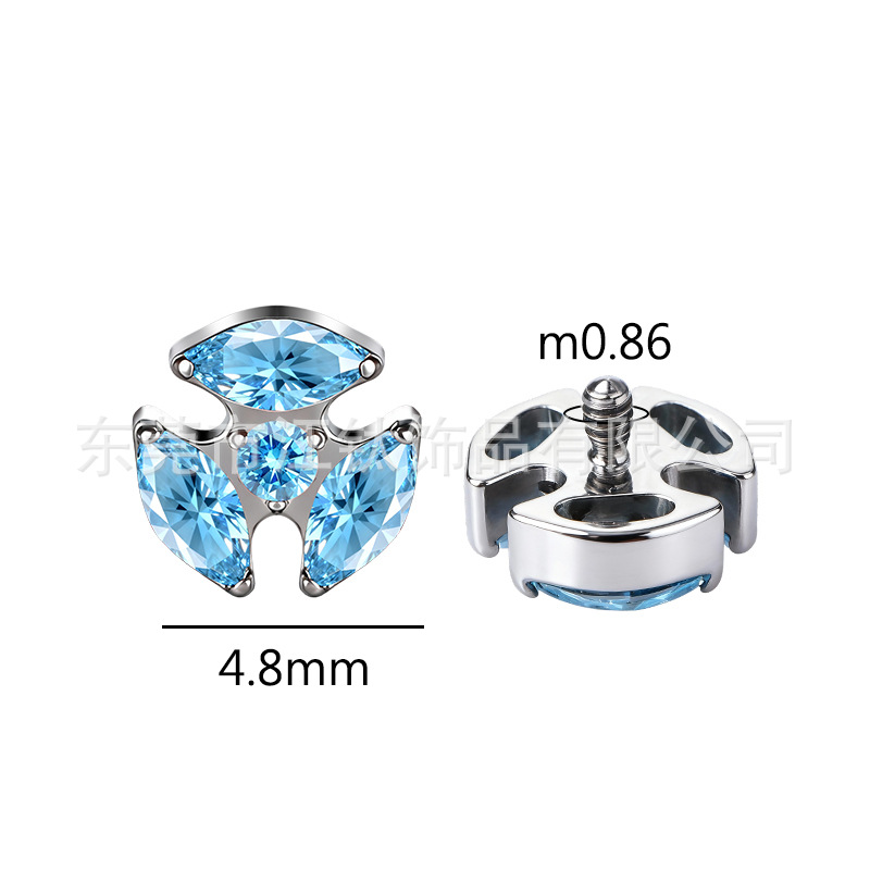 G23 Titanium Alloy Lip Labret Stud with Three Marquise CZ Stones - ASTM F136 Body Piercing Jewelry - Image 2