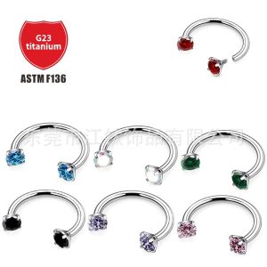 G23 Titanium Double Ended Zircon Horseshoe Ring Nose Ring Body Piercing Jewelry