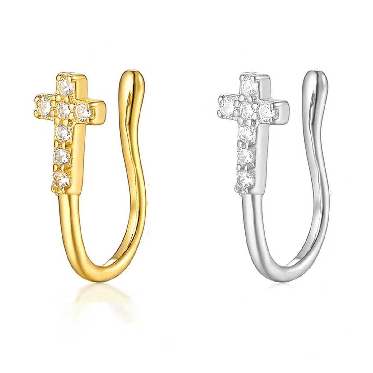 Butterfly Shape CZ Nose Clip No Piercing Fake Nose Stud Zircon Nose Ring 18K Gold Plated - Image 4