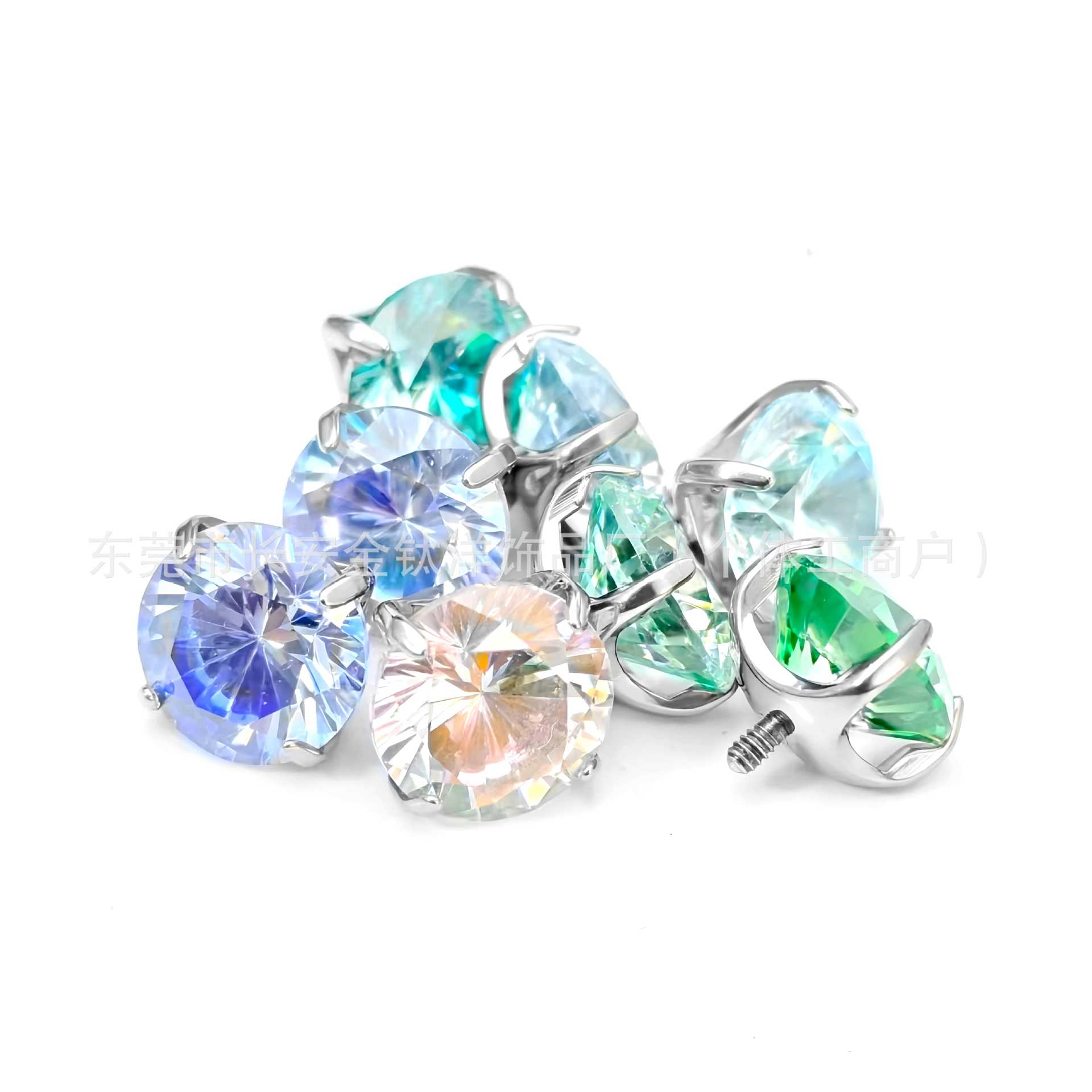 F136 Titanium Round Base Claw-Set Gradient Lip Stud Ear Bone Stud G23 Titanium Alloy Body Piercing Jewelry - Image 5