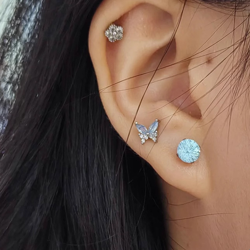 F136 Titanium Alloy Earrings 7A Fireworks Diamond 5-8mm Earrings Wholesale Cochlear Nails with 0.9 Thread - Image 4