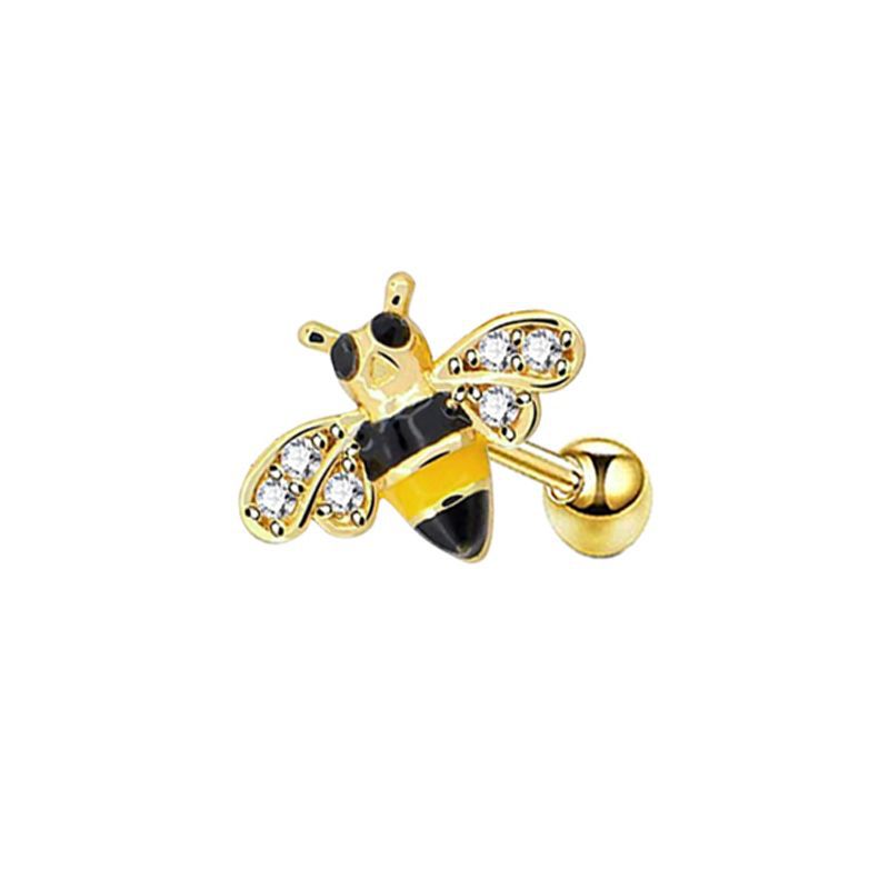 Horseshoe Nose Ring 10mm 316L Surgical Steel Bee Motif Septum Ring Body Piercing Jewelry - Image 2