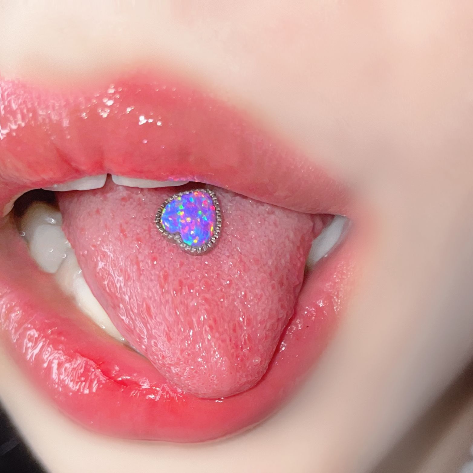 Aobao Opal Tongue Nail Barbell 316L Surgical Steel 12mm Bar Length 1.6mm Thick External Thread Tongue Ring for Piercing - Image 3