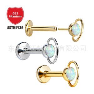 G23 Titanium Planet Orbit Opal Inlay Ear Cartilage Hoop Earring | JT927
