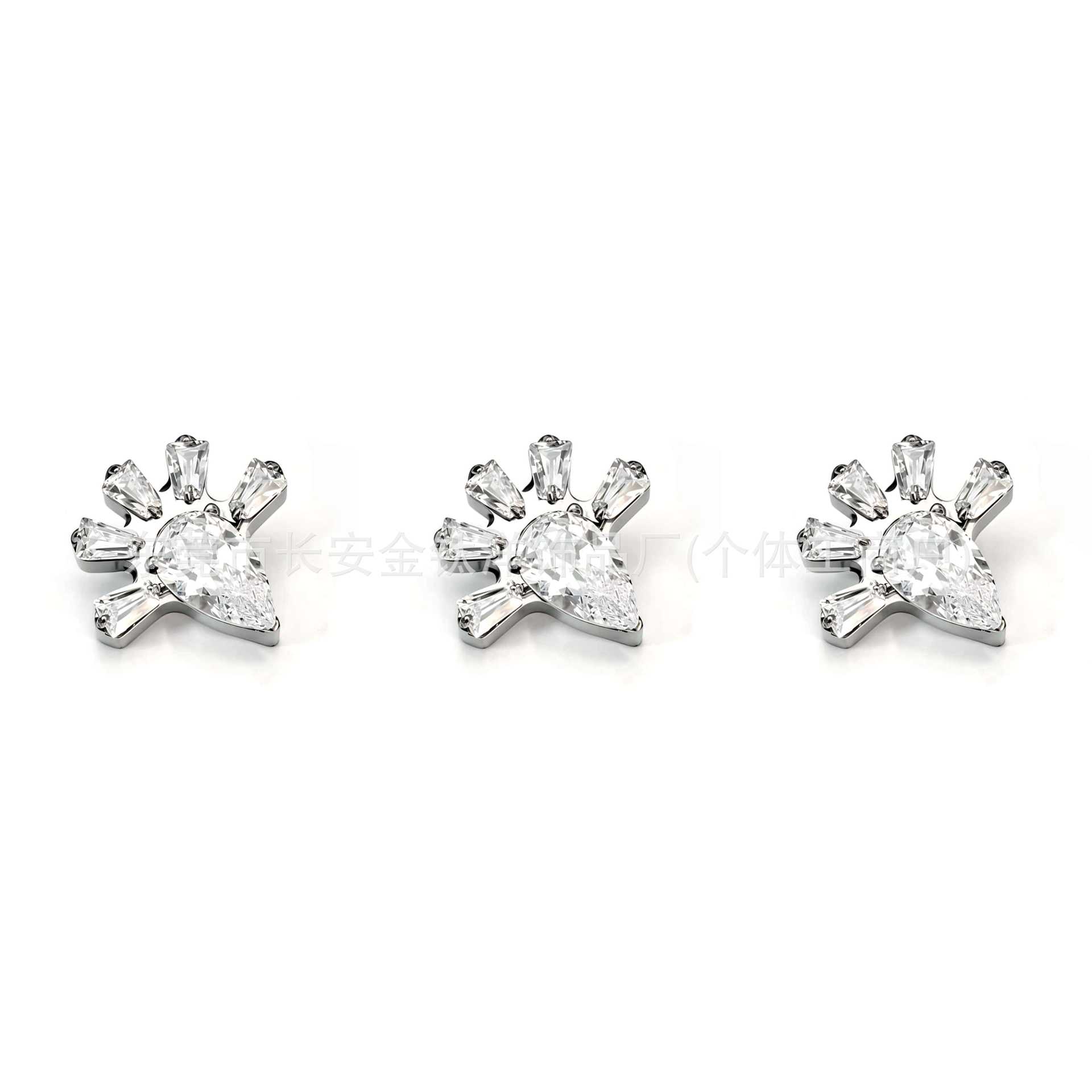F136 Titanium Water Drop Flower Zircon Lip Stud Ear Bone Stud G23 Titanium Alloy Body Piercing Jewelry - Image 2