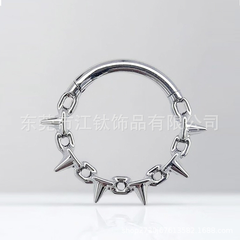 G23 Titanium Hinge Nose Ring Thorn Nose Decoration ASTM F136 Body Piercing Jewelry Nose Stud Gold 1.2x10mm - Image 2