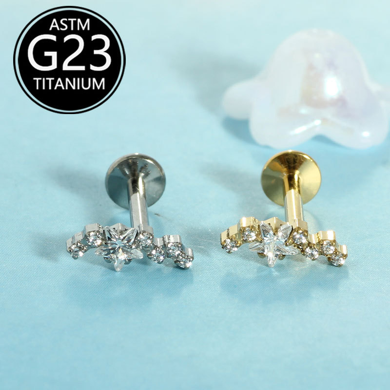 G23 Titanium Internally Threaded Lip Nail Ear Bone Stud 1.2x10mm - Image 2