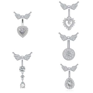 Butterfly Wings Pearl Zircon Stainless Steel Belly Button Ring Copper Body Piercing Jewelry