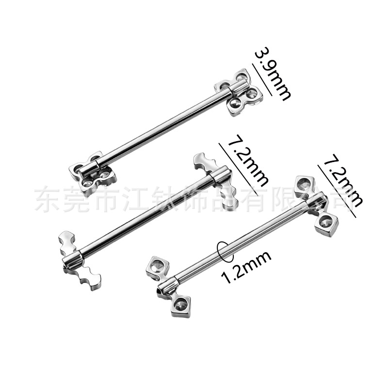 G23 Titanium Nipple Ring with Four-Leaf Clover and Zircon Inlay - Circular Barbell Body Piercing Jewelry - Image 2