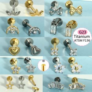 Hot Selling Titanium Alloy Star Zircon Tongue Lip Nail Jewelry for Women Light Luxury Piercing