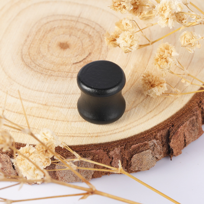 Wooden Waist Drum Ear Expander Black Solid Wood Flat Piercing Ear Gauges - Image 2