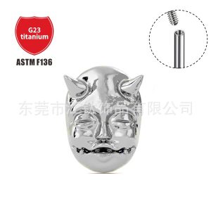 F136 Titanium Devil Baby Face Mask Skull Head Ear Stud G23 Titanium Alloy Body Piercing Jewelry Ear Bone Nail
