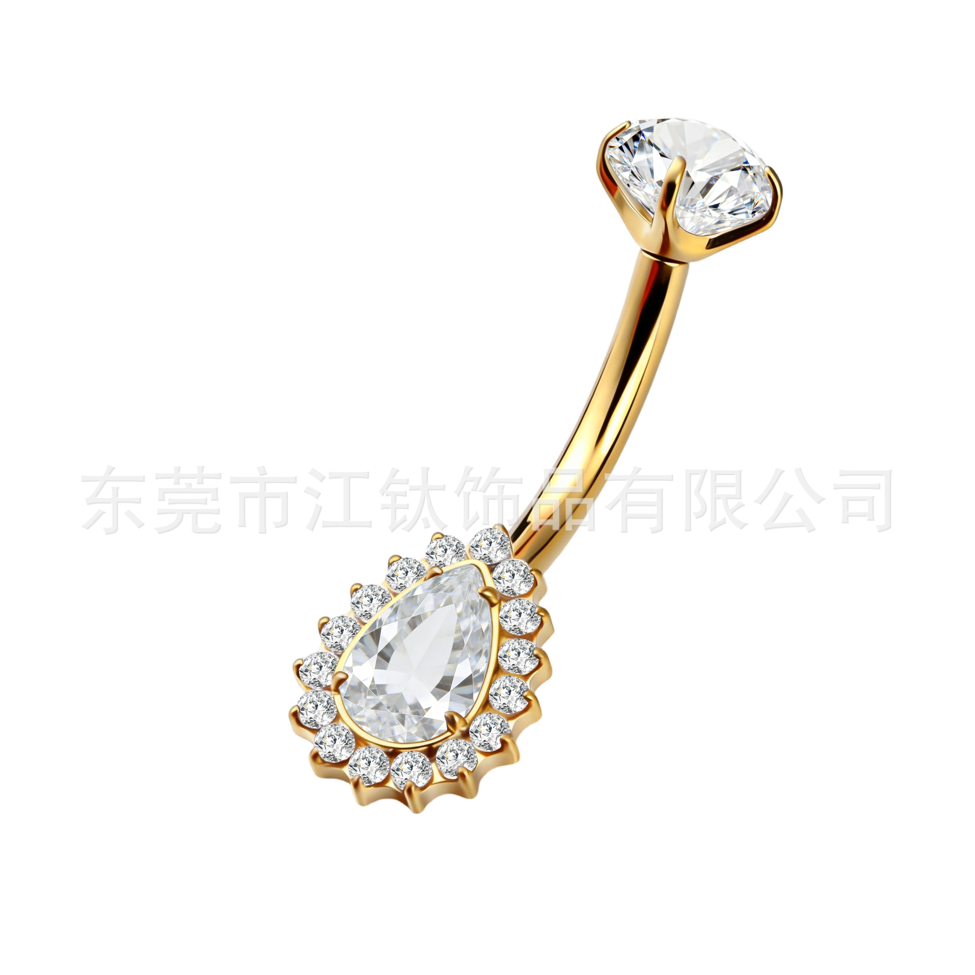 G23 Titanium Heart Waterdrop Zircon Belly Button Ring - ASTM F136 Body Piercing Jewelry - Image 5