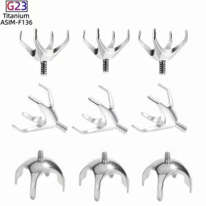 F136 Titanium Alloy Four-Claw Earrings 0.6/0.9mm Threaded Bowl Holder Tip Holder Lip Nail Rod Tongue Nail Claw Jewelry