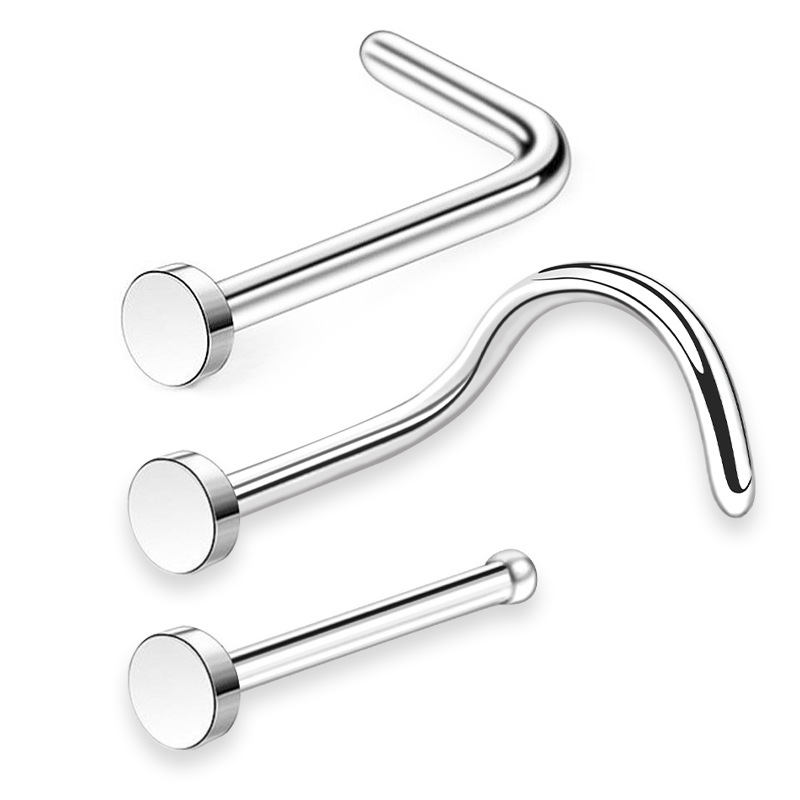 G23 Titanium Nose Nail Round Cake 5-Character 7-Character S Rod L Rod Nose Curved Nose Ornament Princess Series Nose Piercing Jewelry - Image 5