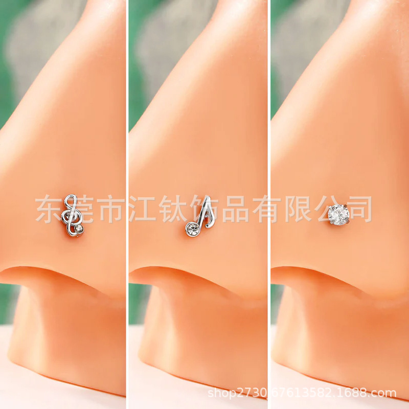 G23 Titanium Alloy Nose Stud Jewelry - Music Note Design for Men Women - Image 4