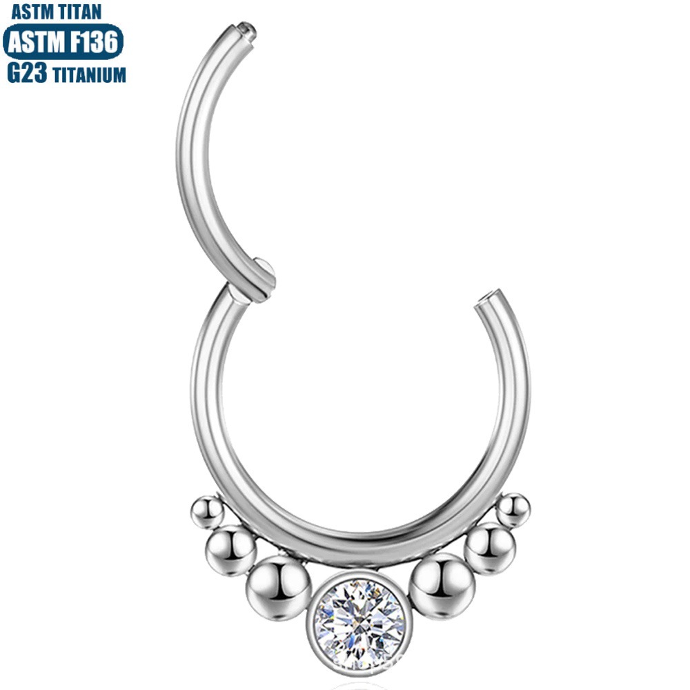 F136 Titanium Alloy Solder Ball Zircon Nose Ring Wholesale Earrings Seamless Ring Cartilage Piercing Nasal Septum Ring Nose - Image 3