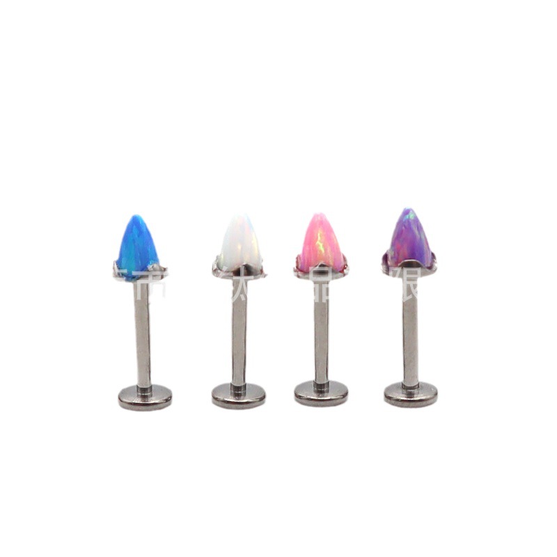 G23 Titanium Opal Lip Labret Stud with Wave Cone Design - Body Piercing Jewelry - Image 5