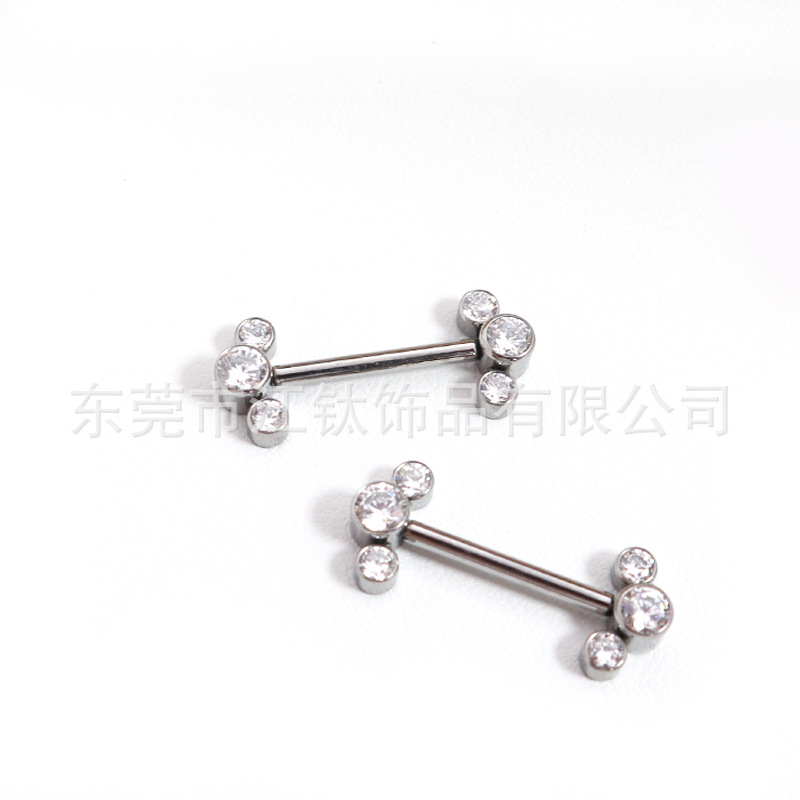 F136 Titanium Cylindrical Ear Bridge Barbell Double-Headed Earrings with Zirconium Pin - Image 5
