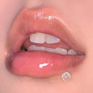 14G 316L Surgical Steel Pink Acrylic Labret Stud Lip Piercing Jewelry 16mm Bar Length