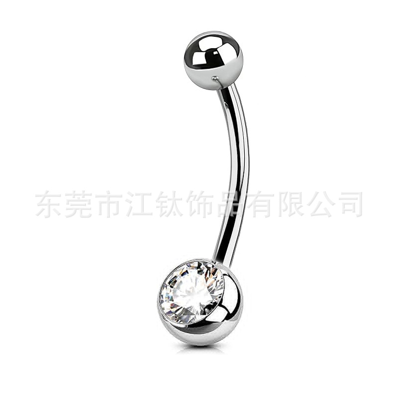 G23 Titanium Belly Button Ring Double Head Set with Czech Diamond Zircon Nail Body Piercing Jewelry - Image 5