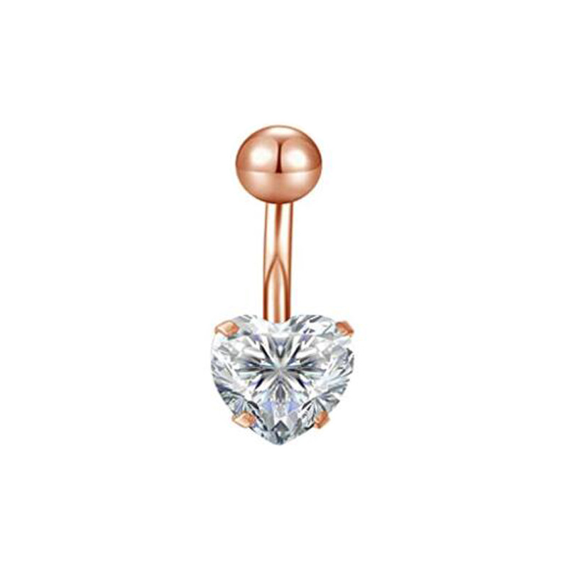 Stainless Steel Belly Button Ring with Zircon Geometric Design - Simple Style Belly Piercing Jewelry - Image 5