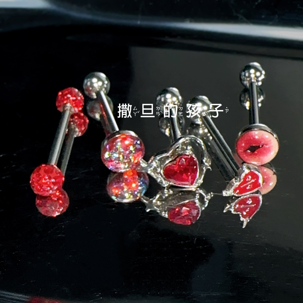 Red Truffle 316L Surgical Steel Tongue Nail Piercing Jewelry - Hot Girl Sweet Cool Style - Image 5