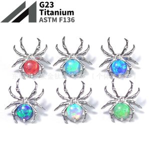 F136 Titanium Spider Labret Stud Lip Piercing Jewelry G23 Titanium Alloy 14G 12mm