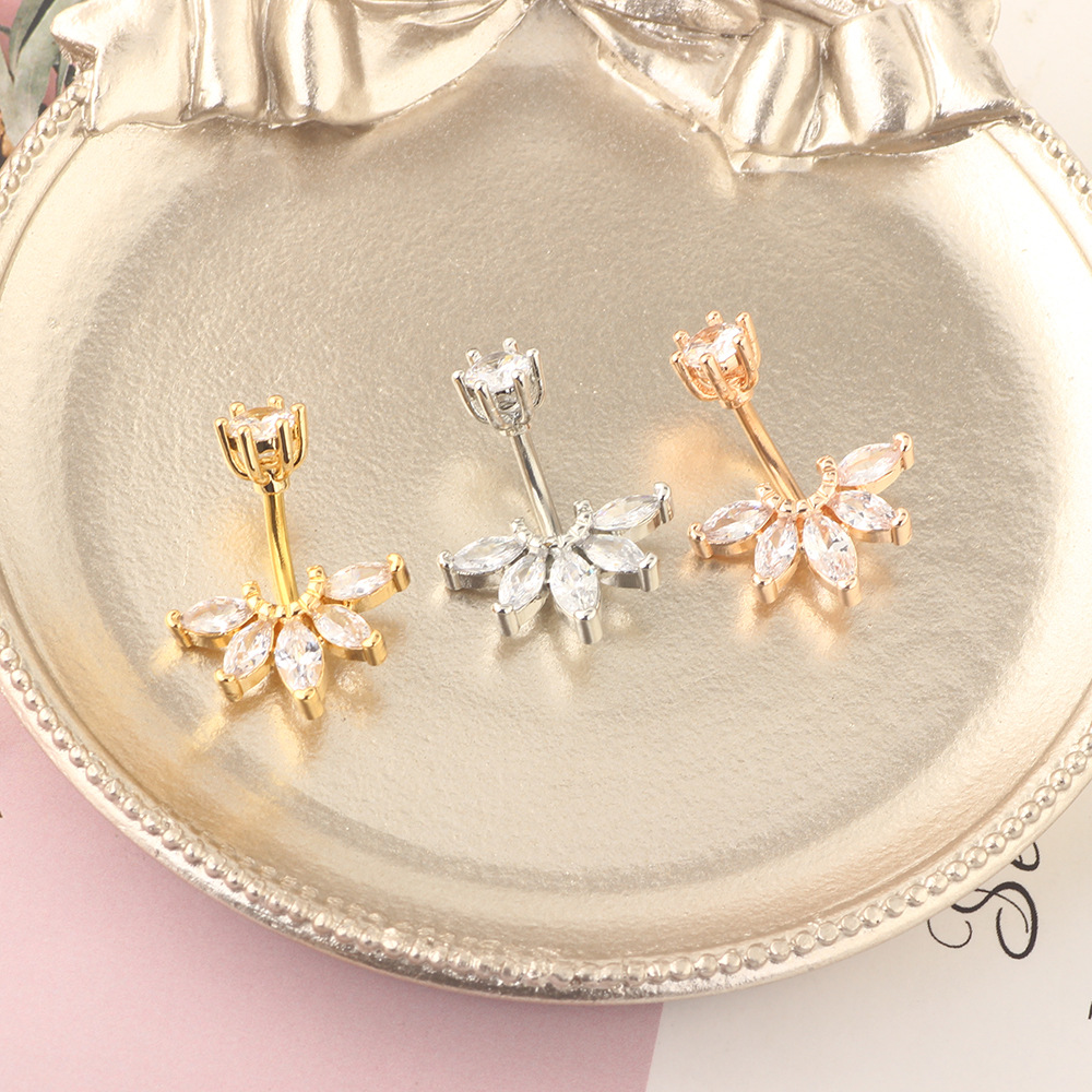 K-Style Double-Ended Zircon Navel Ring - 316L Surgical Steel Belly Button Ring for Women - Image 4