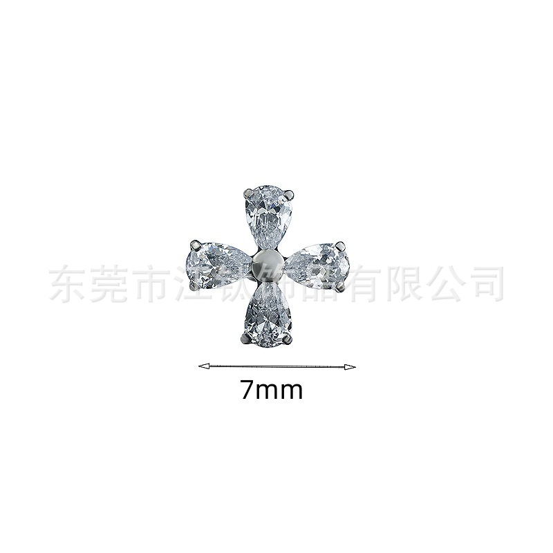 G23 Titanium Cross Ear Cartilage Stud Inlaid with Zircon, Threaded Body Piercing Jewelry for Helix Tragus Conch - Image 3