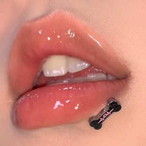 3-Color Heart-Shaped Bone Lip Labret Stud 16mm 1.2mm Titanium Steel Internally Threaded Lip Piercing Jewelry