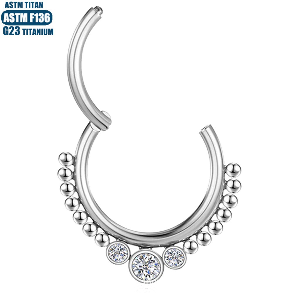 F136 Titanium Nose Piercing Bead Cluster Zircon Nose Ring Seamless Ring Hinge Piercing Nasal Septum Ear Ring Earrings Cartilage Ring - Image 3