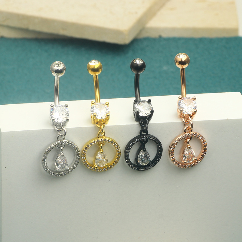 Heart Shape Zircon Belly Button Ring 316L Surgical Steel Navel Piercing Jewelry Wholesale Black - Image 4