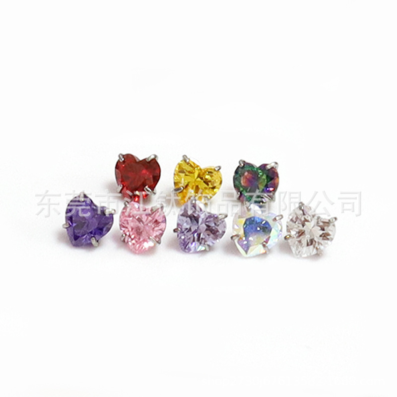 G23 Titanium F136 Heart-Shaped Claw Set Zircon Earring - Peach Heart Ear Bone Nail Body Piercing - Image 5