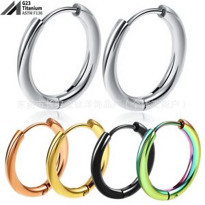F136 Titanium Round Wire Closed Ring Earrings Ear Bone Nail Earrings G23 Titanium Alloy Body Piercing Jewelry