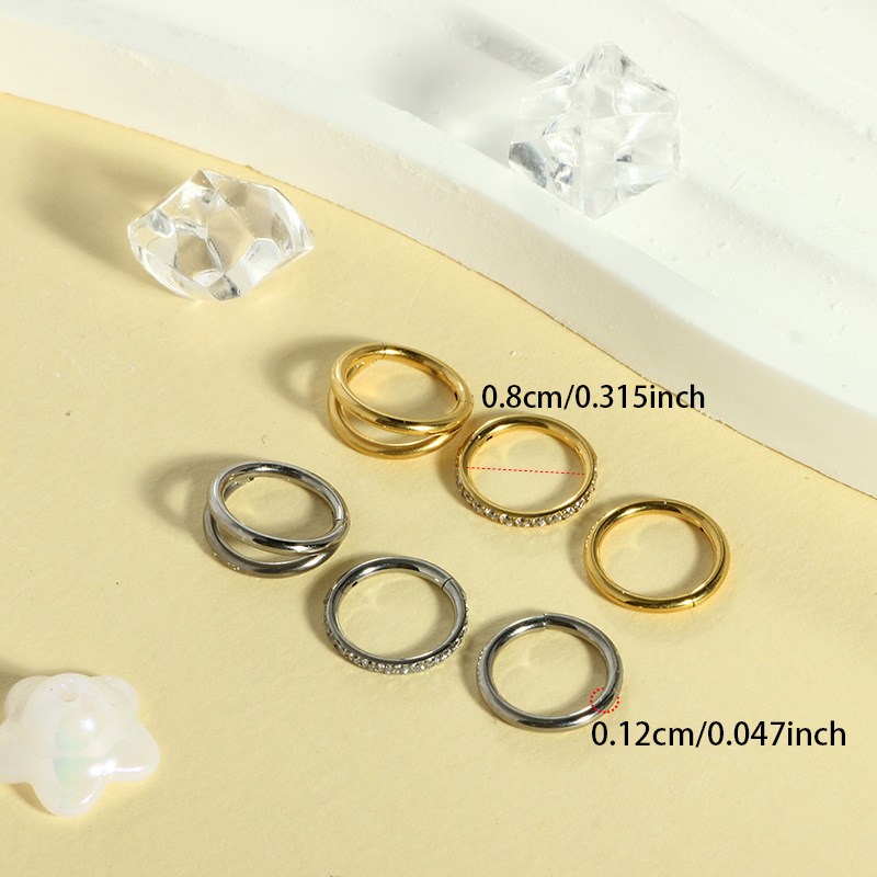 G23 Titanium Nose Ring 2-Row Split Ring Multi-Functional Fashion Earrings 3-Piece Set Silver - Image 2
